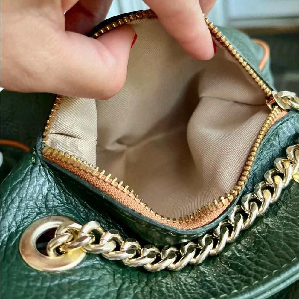 Valentina Italian Pebbled Leather Crossbody/Shoulder Bag in Pine, EUC - Picture 13 of 14